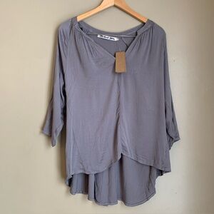 Michael Stars Blouse Galvanized Romy Rayon High Low Cross Back Top Revolve